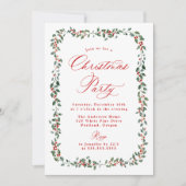 Elegante hulstbessen en groen blad Kerstfeestje Kaart (Voorkant)