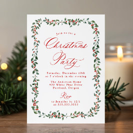 Elegante hulstbessen en groen voor kerstfeestje kaart