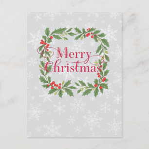 Elegante Hulstkrans Prettig Kerstfeest  Feestdagenkaart
