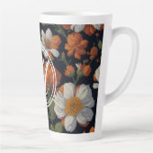 Elegante humeurige Oranje witte elegante retro blo Latte Mok (Rechts)