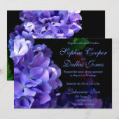Elegante humeurige paarse zwarte bloemenbruiloft kaart (Voorkant / Achterkant)