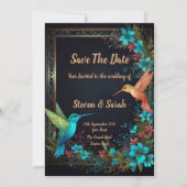 Elegante Hummingbird & Floral bruiloft uitnodiging (Voorkant)