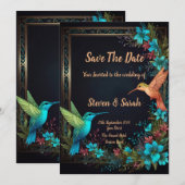Elegante Hummingbird & Floral bruiloft uitnodiging (Voorkant / Achterkant)