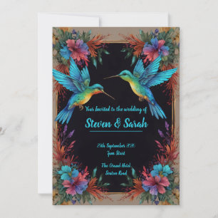 Elegante Hummingbird & Floral bruiloft uitnodiging
