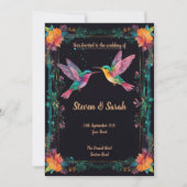 Elegante Hummingbird & Floral bruiloft uitnodiging (Voorkant)