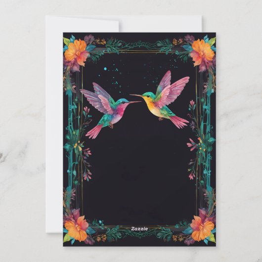 Elegante Hummingbird & Floral bruiloft uitnodiging (Achterkant)