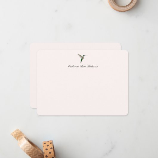 Elegante Hummingbird notitiekaart Notitiekaartje (Voorkant / Achterkant in situ)