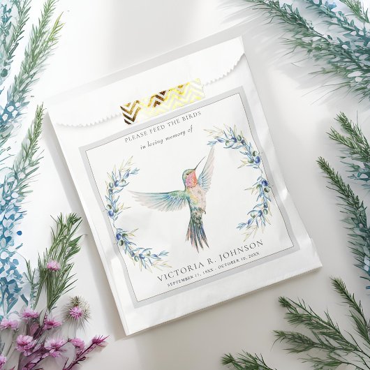 Elegante Hummingbird Seed Packet Funeral Memorial Bedankzakje