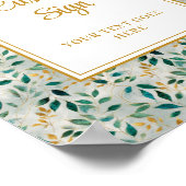 Elegante Hunter Green Gold Greenery Wedding Custom Poster (Hoek)