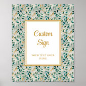 Elegante Hunter Green Gold Greenery Wedding Custom Poster (Voorkant)