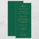 Elegante Hunter Green Golden Beige Wedding Menu (Voorkant / Achterkant)