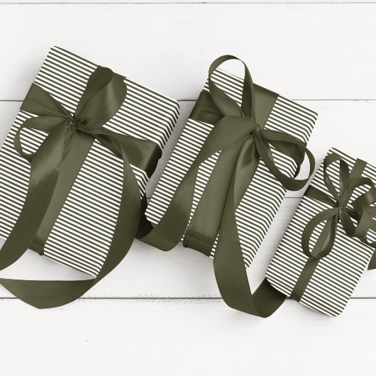 Elegante Hunter groen en wit dun gestreept Cadeaupapier