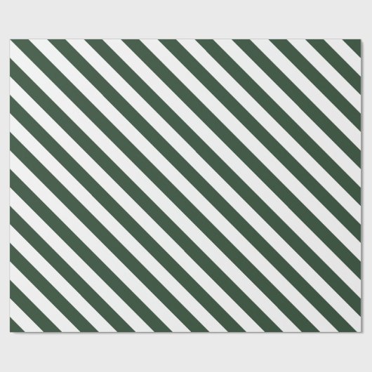 Elegante Hunter Groen en Wit Gestreept Patroon Cadeaupapier (Vlak)