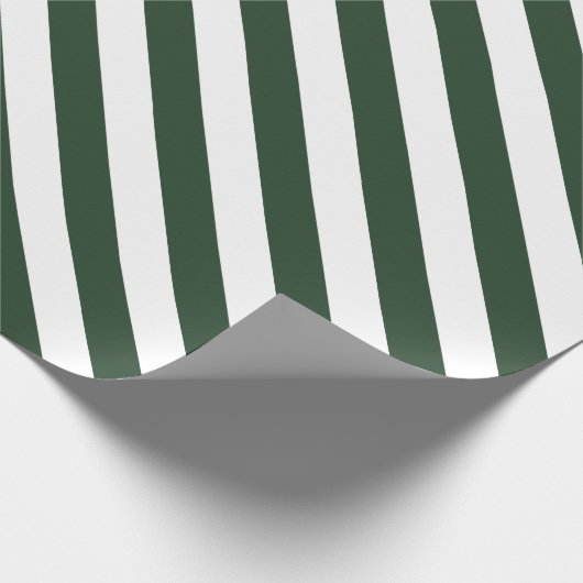Elegante Hunter Groen en Wit Gestreept Patroon Cadeaupapier (Hoek)