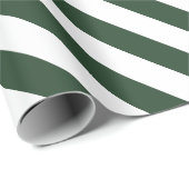 Elegante Hunter Groen en Wit Gestreept Patroon Cadeaupapier (Rol Hoek)