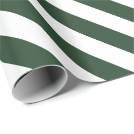 Elegante Hunter Groen en Wit Gestreept Patroon Cadeaupapier