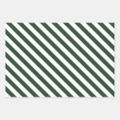 Elegante Hunter Groen en Wit Gestreept Patroon Inpakpapier Vel (Voorkant 3)