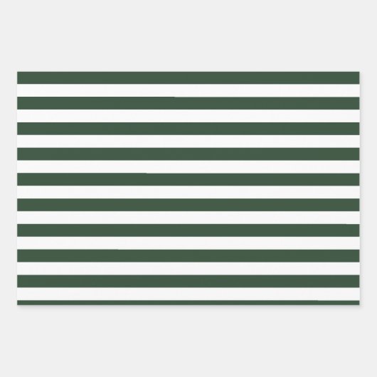 Elegante Hunter Groen en Wit Gestreept Patroon Inpakpapier Vel (Voorkant 2)