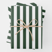 Elegante Hunter Groen en Wit Gestreept Patroon Inpakpapier Vel (In situ)