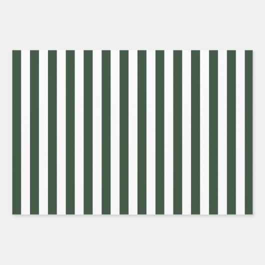 Elegante Hunter Groen en Wit Gestreept Patroon Inpakpapier Vel (Voorkant)
