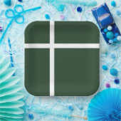 Elegante Hunter Groen en Wit Gestreept Patroon Papieren Bordje (Feest)