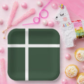 Elegante Hunter Groen en Wit Gestreept Patroon Papieren Bordje (Feest)