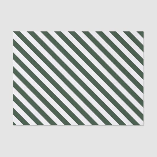 Elegante Hunter Groen en Wit Gestreept Patroon Tissuepapier (Voorkant)