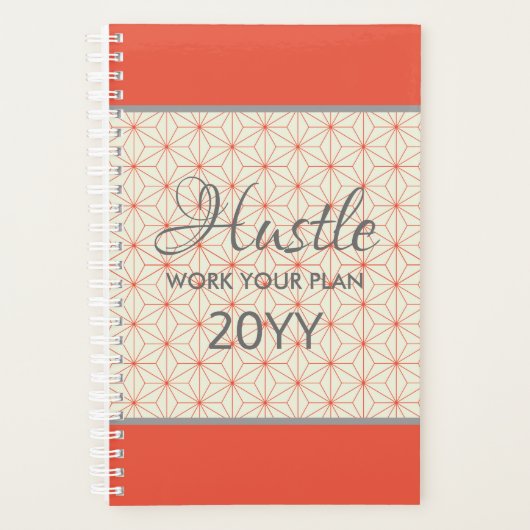 Elegante Hustle 2019 Sinaasappel Taupe gepersonali Planner (Voorkant)