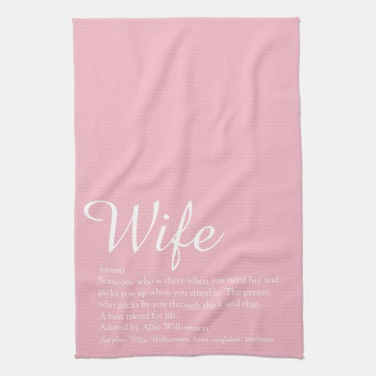 Elegante Huwelijk Definitie Script Roze Leuk voor Theedoek (Verticaal)