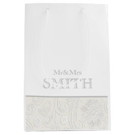 Elegante Huwelijk Heer& Mevrouw NAAM Persoonlijke Medium Cadeauzakje
