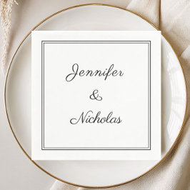 Elegante Huwelijk met Zwarte en Witte Script Servet