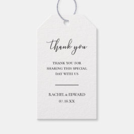 Elegante Huwelijk met Zwarte & Witte Script Cadeaulabel