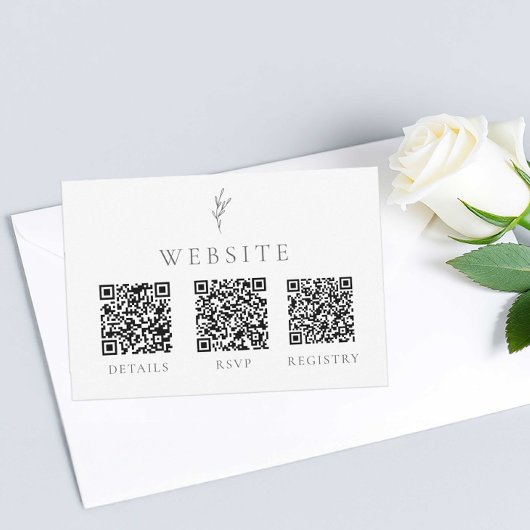 Elegante Huwelijk Monochrome QR Code Registry RSVP Kaartje
