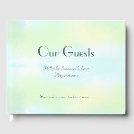 Elegante Huwelijk Nieuwgehuwden Geel Blauw  Aquare Gastenboek