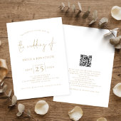 Elegante Huwelijk QR Code Bruiloft in Goud Schrift Kaart