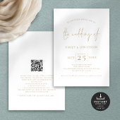 Elegante Huwelijk QR Code Bruiloft in Goud Schrift Kaart