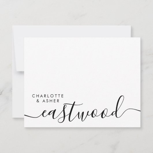 Elegante Huwelijk Script Monogram Notitiekaartje (Voorkant)