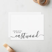 Elegante Huwelijk Script Monogram Notitiekaartje (Voorkant / Achterkant in situ)