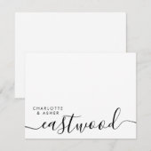 Elegante Huwelijk Script Monogram Notitiekaartje (Voorkant / Achterkant)