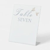 Elegante Huwelijk Witte Duiven Tafelnummer Reclamebord Met Voetstuk (Voorkant)