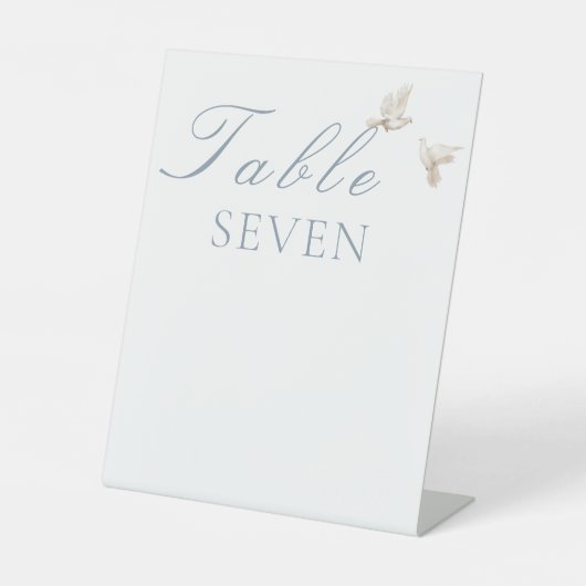 Elegante Huwelijk Witte Duiven Tafelnummer Reclamebord Met Voetstuk (Voorkant)
