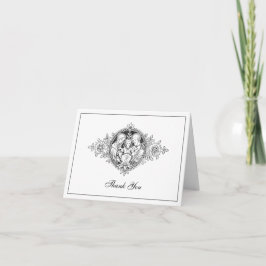 Elegante Huwelijk Zwart & Wit Religieus Bedankkaart