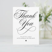 Elegante Huwelijks Dankkaart met Script Lettertype Bedankkaart (Staand voorkant)