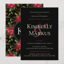 Elegante huwelijks-poinsettia monogram claretrood