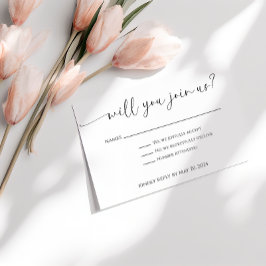 Elegante Huwelijks- RSVP -kaart met Script Kaartje