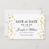 Elegante Huwelijks Scriptie Gouden Confetti Save The Date (Voorkant)