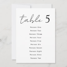 Elegante Huwelijks Tafel Nummers Script Zitplaatse