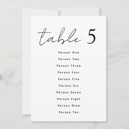 Elegante Huwelijks Tafel Nummers Script Zitplaatse Kaart (Voorkant)