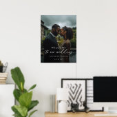 Elegante huwelijks-welkomfoto poster (Thuiskantoor)