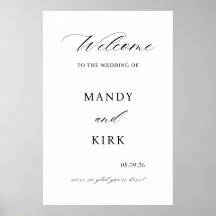 Elegante huwelijks-welkomstbord poster